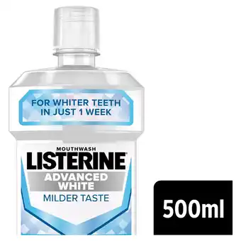 Tesco Listerine Advanced White Milder Taste Mouthwash 500ml offer