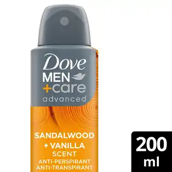 Tesco Dove Men+ Care Advanced 72H Sandalwood & Vanilla Scent Anti-perspirant 200ml offer