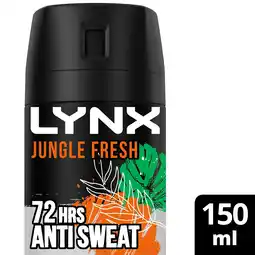 Tesco Lynx 72h Jungle Fresh Antiperspirant Deodorant for Men 150ml offer