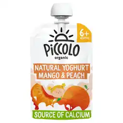 Tesco Piccolo Organic Natural Yogurt Mango & Peach 100G offer