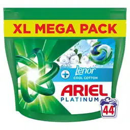 Tesco Ariel Platinum Washing Liquid Pods + Lenor Cool Cotton 44 washes 858g offer