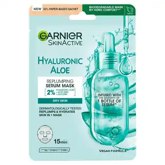 Tesco Garnier Hyaluronic Aloe Replumping Serum Mask 28g offer