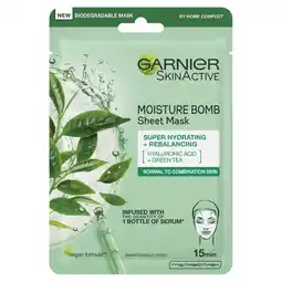 Tesco Garnier Moisture Bomb Hydrating Face Mask Green Tea offer