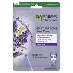 Tesco Garnier Moisture Bomb Hydrating Face Mask Lavender offer