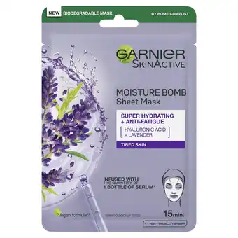 Tesco Garnier Moisture Bomb Hydrating Face Mask Lavender offer