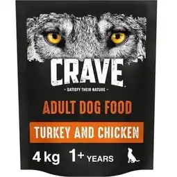 Tesco 4kg Crave Natural Grain Free Adult Dry Dog Food Turkey & Chicken (4x1kg) offer