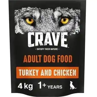 Tesco 4kg Crave Natural Grain Free Adult Dry Dog Food Turkey & Chicken (4x1kg) offer