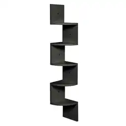 Tesco Living and Home 5 Tier Wooden Floating Corner Wall Shelves- Black offer