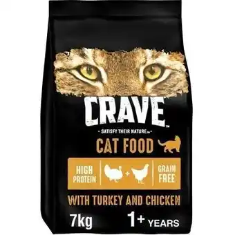 Tesco 7kg Crave Natural Grain Free Adult Complete Dry Cat Food Turkey & Chicken offer