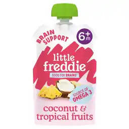 Tesco Little Freddie Organic Brain Support Coconut & Tropical Fruit pouch 6m+ 90g offer