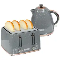 Tesco HOMCOM 1.7L Kettle and Toaster Set with Defrost and Crumb Tray, Grey offer