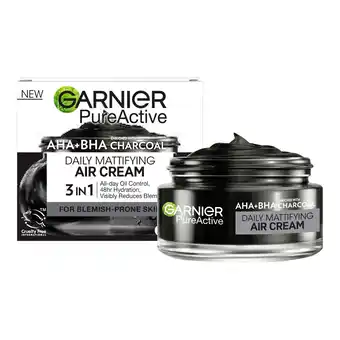 Tesco Garnier Pure Active AHA + BHA Charcoal Daily Mattifying Air Cream 50ml offer