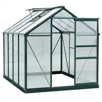 Tesco Outsunny 6 x 8ft Polycarbonate Greenhouse, Large Walk-In Green House offer