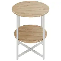 Tesco Living and Home Small Round Coffee Table with 2 Tier - Natural and White offer