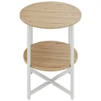 Tesco Living and Home Small Round Coffee Table with 2 Tier - Natural and White offer