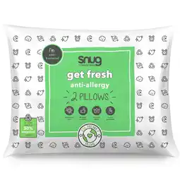 Tesco Snug Anti Allergy Get Fresh Bed Pillows 2 pack, Breathable and Hypoallergenic offer