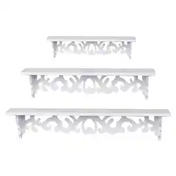 Tesco Living and Home 3-Piece Wooden Storage Rack Wall-Mounted - White offer