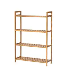 Tesco Living and Home 4 Tier Bamboo Wood Storage Shelf Rack- 68cm W x 25cm D x 100cm H offer