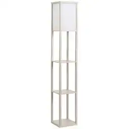 Tesco HOMCOM Floor Lamp Reading Lamp with 3-Tier Storage Shelf Oak offer