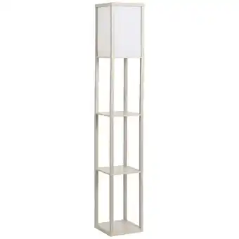 Tesco HOMCOM Floor Lamp Reading Lamp with 3-Tier Storage Shelf Oak offer