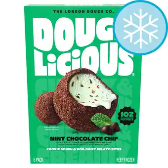 Tesco Doughlicious Mint Chocolate Chip Cookie Dough & Non-Dairy Gelato Bites 6 x 32g offer