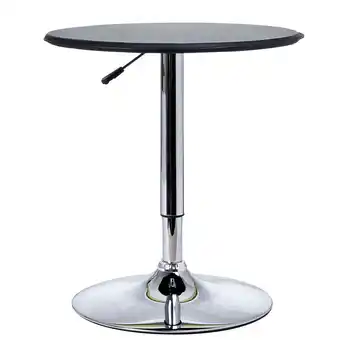 Tesco HOMCOM 93cm Adjustable Round Bar Table with PVC Leather Steel Black offer