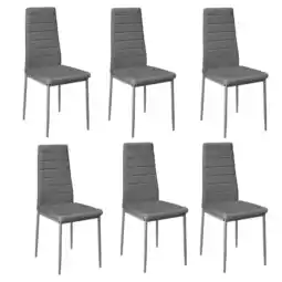 Tesco Living and Home Set of 6 Faux Leather High Back Dining Chairs - Grey offer