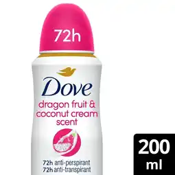 Tesco Dove Advanced Care 72h Go Fresh Dragonfruit & Coconut Cream Anti-perspirant 200ml offer