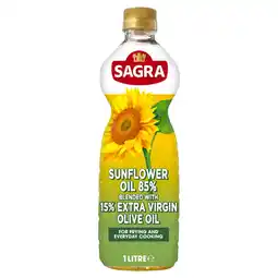 Tesco Sagra Sunflower Oil 85% Blended with 15% Extra Virgin Olive Oil 1 Litre offer