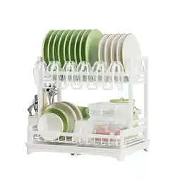 Tesco Neo White 2 Tier Dish Drying Rack with Drip Tray and Drainage Spout White offer