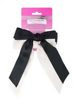 Tesco Brushworks Satin Hair Bow Duo – Black & White offer