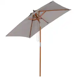 Tesco Outsunny Wooden Patio Umbrella Parasol Outdoor Sunshade 6 Ribs Grey offer