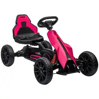 Tesco HOMCOM Children Pedal Go Kart w/ Adjustable Seat, Handbrake - Pink offer