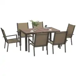 Tesco Outsunny 7 PCs Garden Dining Set, Wood-plastic Composite Table&Chairs offer