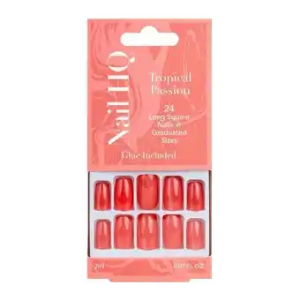 Tesco Nail HQ Square Tropical Passion Nails (24 Pieces) offer