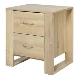 Tesco HOMCOM 2 Drawer Boxy Bedside Table w/ Handles Elevated Base offer