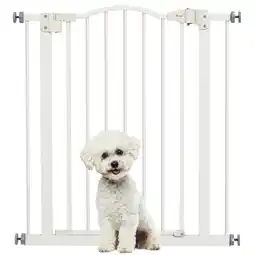 Tesco PawHut 74-80cm Metal Pet Gate Safety Barrier with Auto-Close White offer