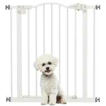 Tesco PawHut 74-80cm Metal Pet Gate Safety Barrier with Auto-Close White offer