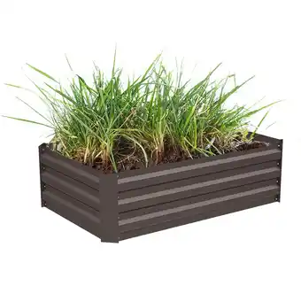 Tesco Living and Home Galvanized Steel Rectangular Raised Garden Bed- Brown- 100cm W x 60cm D x 30cm H offer