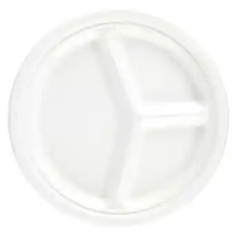 Tesco White Round 3 Compartment Compostable Bagasse Plates 26cm - Pack of 25 offer