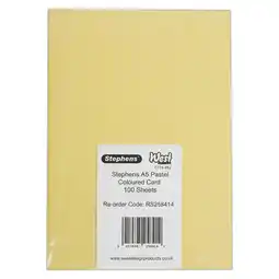 Tesco Stephens Card Pastel Colours 240gsm, 100 Sheets, Pastel, A5 offer