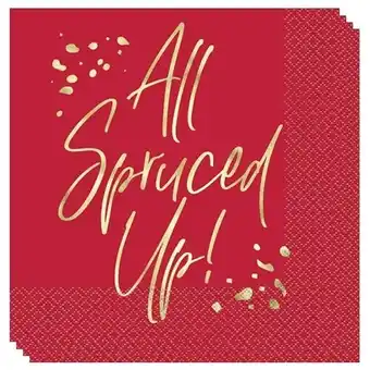 Tesco All Spruced Up Red Christmas Luncheon Napkins 33cm 2 Ply - Pack of 16 offer