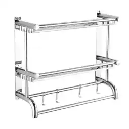 Tesco Living and Home 2-Tier Stainless Steel Bathroom Storage Shelf Wall Mounted offer