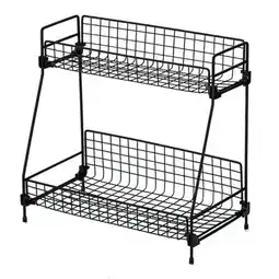 Tesco Living and Home 2-Tier Metal Jar Storage Rack Organizer - Black offer