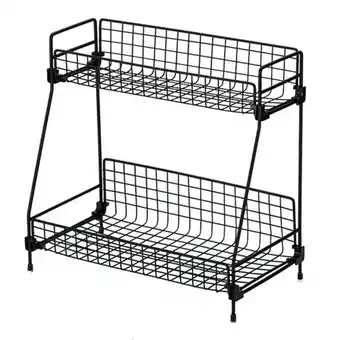 Tesco Living and Home 2-Tier Metal Jar Storage Rack Organizer - Black offer