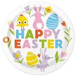 Tesco Easter Colourful Gingham Round Paper Plates 22cm - Pack of 8 offer