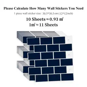 Tesco Living and Home 10Pcs Peel and Stick 1.2mm Thick Backsplash Tiles - Navy Blue offer