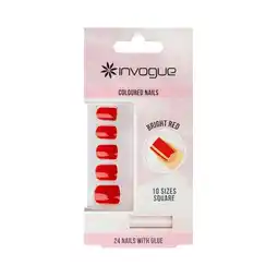 Tesco Invogue Bright Red Square Nails - Pack of 24 offer