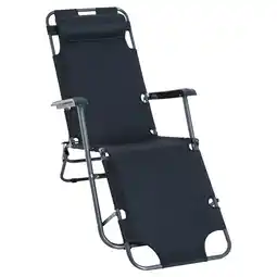 Tesco Outsunny 2 in 1 Outdoor Folding Sun Lounger with Adjustable Back Black offer