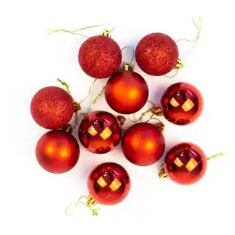 Tesco Assorted Christmas Red Baubles 4cm - Pack of 10 offer